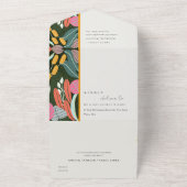 抽象芸術はっきりしたカラフルトロピカルボ結婚タニカル オールインワン招待状 (外側)