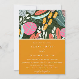 抽象芸術はっきりしたカラフルトロピカルボ結婚タニカル 招待状