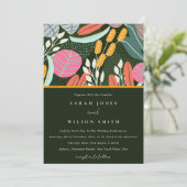 抽象芸術はっきりしたカラフルトロピカルボ結婚タニカル 招待状 (スタンド正面)