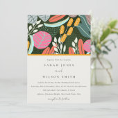 抽象芸術はっきりしたカラフルトロピカルボ結婚タニカル 招待状 (スタンド正面)