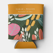 抽象芸術はっきりしたカラフルトロピカルボ結婚タニカル 缶クーラー (正面)