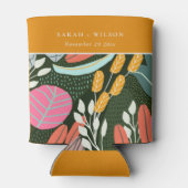 抽象芸術はっきりしたカラフルトロピカルボ結婚タニカル 缶クーラー (裏面)