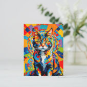 抽象芸術はっきりしたキャットアート ポストカード (スタンド正面)