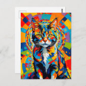 抽象芸術はっきりしたキャットアート ポストカード (正面/裏面)