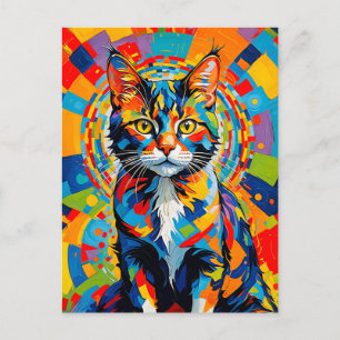 抽象芸術はっきりしたキャットアート ポストカード