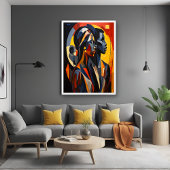 抽象芸術はっきりしたキュビズムポートレートアート ポスター