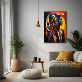 抽象芸術はっきりしたキュビズムポートレートアート ポスター