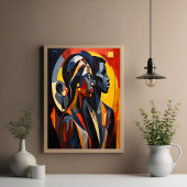 抽象芸術はっきりしたキュビズムポートレートアート ポスター