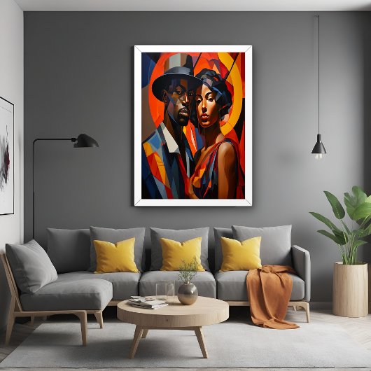 抽象芸術はっきりしたキュービズムポートレート – アーモダント ポスター