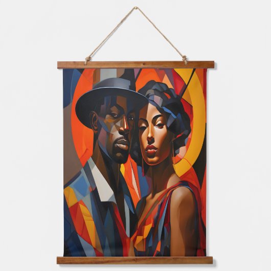 抽象芸術はっきりしたキュービズムポートレート – アーモダント 吊り下げ型タペストリー (正面)