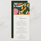 抽象芸術はっきりしたトロピカルボ結婚タニカルメニューカード 招待状 (正面/裏面)
