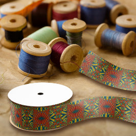 抽象芸術はっきりしたヒッパイレッドイエローブルーエスニックトリップ（幻覚体験）のような グログランリボン