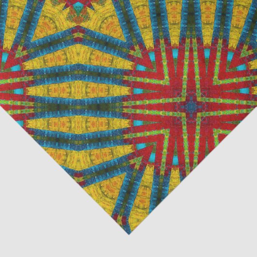 抽象芸術はっきりしたヒッパイレッドイエローブルーエスニック部族 薄葉紙 (詳細)