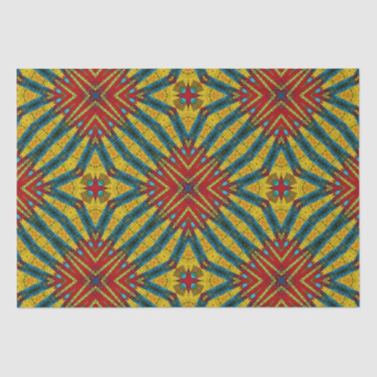 抽象芸術はっきりしたヒッパイレッドイエローブルーエスニック部族 薄葉紙 (正面)