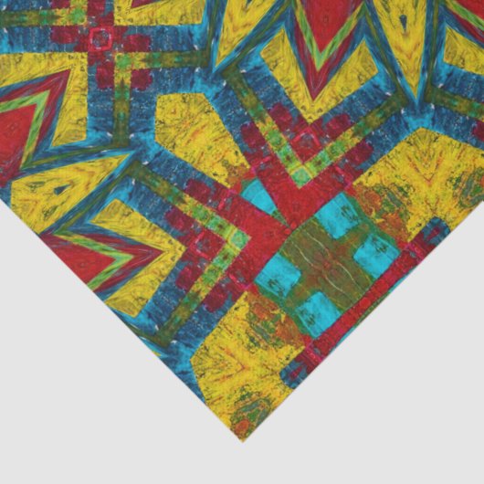 抽象芸術はっきりしたヒッパイレッドイエローブルーエスニック部族 薄葉紙 (詳細)