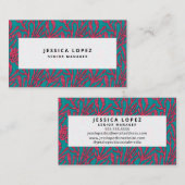 抽象芸術はっきりしたピンクとティール（緑がかった色）サンゴ模様 名刺 (正面/裏面)