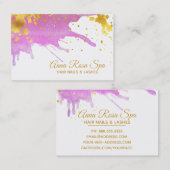 *~*抽象芸術はっきりしたピンクウォーターカラー金ゴールドルクセ 名刺 (正面/裏面)