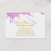 *~*抽象芸術はっきりしたピンクウォーターカラー金ゴールドルクセ 名刺 (裏面)