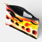 抽象芸術はっきりしたブラック赤黄色フローリング色 アクセサリーポーチ (見開き)