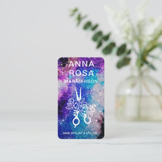 *~*抽象芸術はっきりしたヘアグリッターQRロゴ写真 名刺 (スタンド正面)