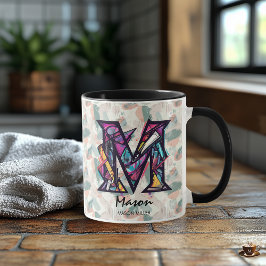 抽象芸術はっきりしたモノグラムマグ – M for Mason マグカップ