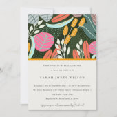 抽象芸術はっきりした熱帯植物性ブライダルシャワー 招待状 (正面)