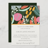 抽象芸術はっきりした熱帯植物性ブライダルシャワー 招待状 (正面/裏面)