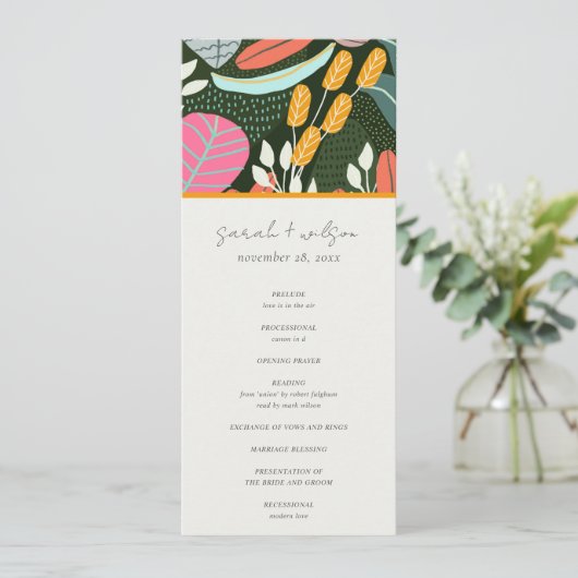 抽象芸術はっきりした熱帯植物性結婚式 プログラム (スタンド正面)