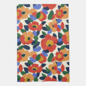 抽象芸術はっきりした花柄 キッチンタオル (縦)