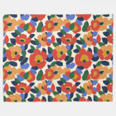 抽象芸術はっきりした花柄 フリースブランケット (正面(横))