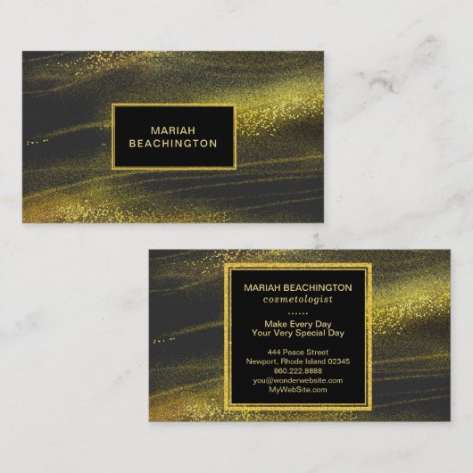 *~抽象芸術はっきりした金ゴールドダストとブラックエキサイティング 名刺 (正面/裏面)