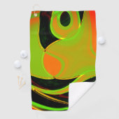 抽象芸術はオレンジ色のバスとライムグリーンのカーブ ゴルフタオル (インサイチュ)