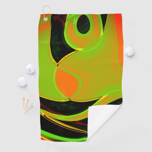 抽象芸術はオレンジ色のバスとライムグリーンのカーブ ゴルフタオル (インサイチュ)