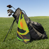 抽象芸術はオレンジ色のバスとライムグリーンのカーブ ゴルフタオル (グリーン)