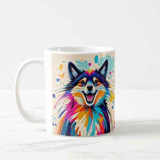 抽象芸術は可愛いおもしろい幸せな動物芸術を持つ コーヒーマグカップ (左)