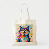 抽象芸術は可愛いおもしろい幸せな動物芸術を持つ トートバッグ (正面)