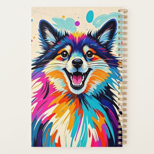 抽象芸術は可愛いおもしろい幸せな動物芸術を持つ プランナー手帳 (裏面)