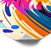 抽象芸術は可愛いおもしろい幸せな動物芸術を持つ ポスター (角)