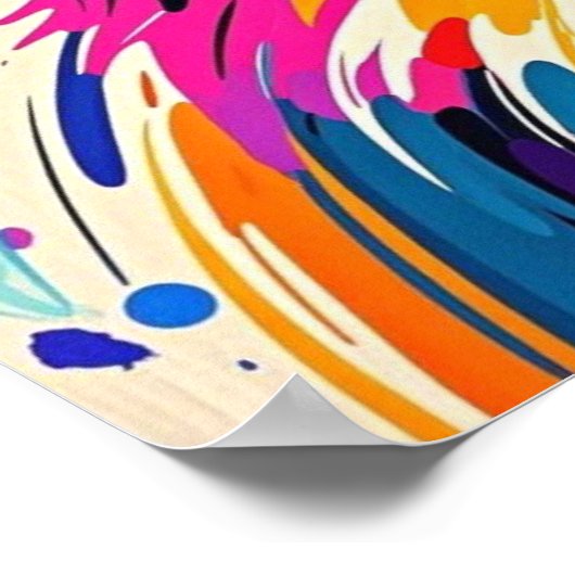 抽象芸術は可愛いおもしろい幸せな動物芸術を持つ ポスター (角)