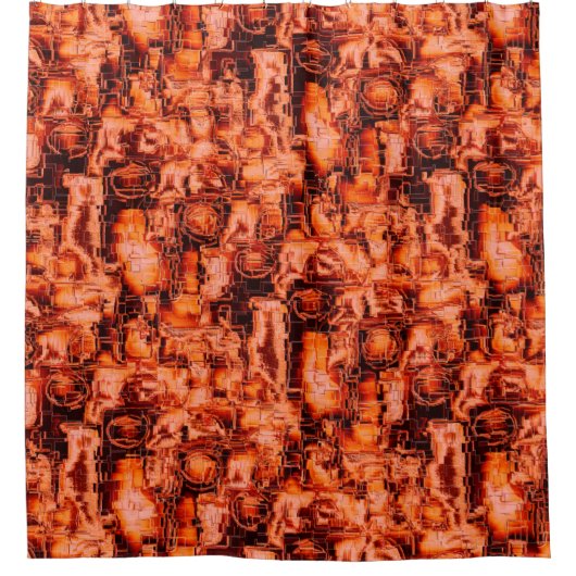 抽象芸術は珊瑚の色合いでモザイクを刻んだ画像 シャワーカーテン (正面)