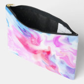 抽象芸術は青、ピンク、紫の渦巻き アクセサリーポーチ (見開き)