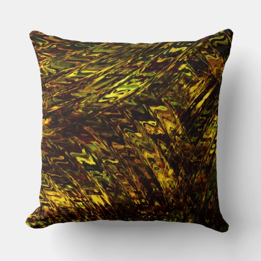 抽象芸術は黄金の緑と最も暗い曲がった帯 クッション (正面)