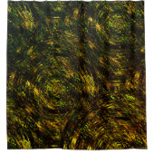 抽象芸術は黄金の緑と最も暗い曲がった帯 シャワーカーテン (正面)