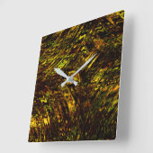 抽象芸術は黄金の緑と最も暗い曲がった帯 スクエア壁時計 (傾斜)