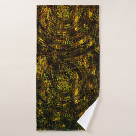 抽象芸術は黄金の緑と最も暗い曲がった帯 バスタオルセット