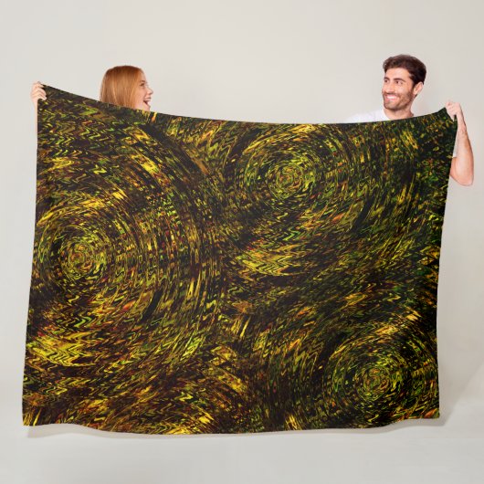 抽象芸術は黄金の緑と最も暗い曲がった帯 フリースブランケット (インサイチュ)