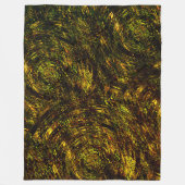 抽象芸術は黄金の緑と最も暗い曲がった帯 フリースブランケット (正面)