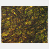 抽象芸術は黄金の緑と最も暗い曲がった帯 フリースブランケット (正面(横))