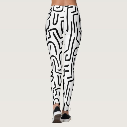 抽象芸術は130318を-白の黒並べます レギンス (裏面)