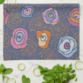 抽象芸術ばら色分野パターン キッチンタオル (折り畳み)